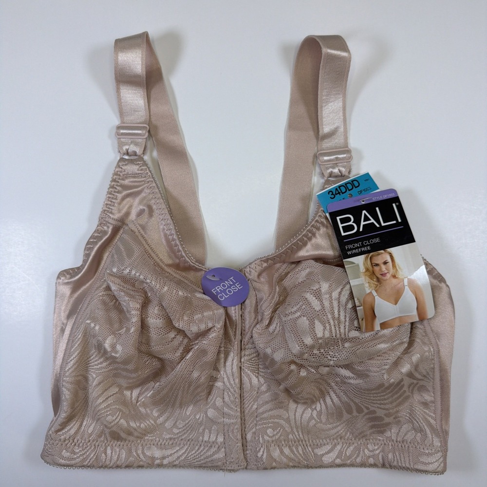 Bali Womens Double Support Front Close Wirefree Soft Taupe 34DDD DF1003 NEW
